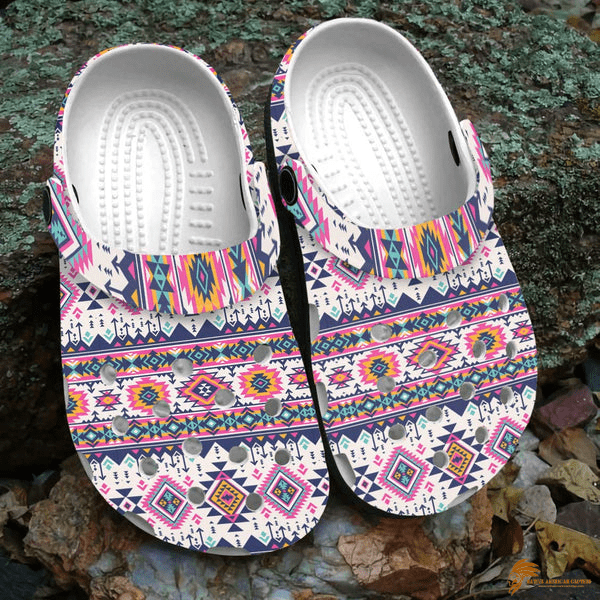 3D Purple Crocs Shoes with Native American Motifs