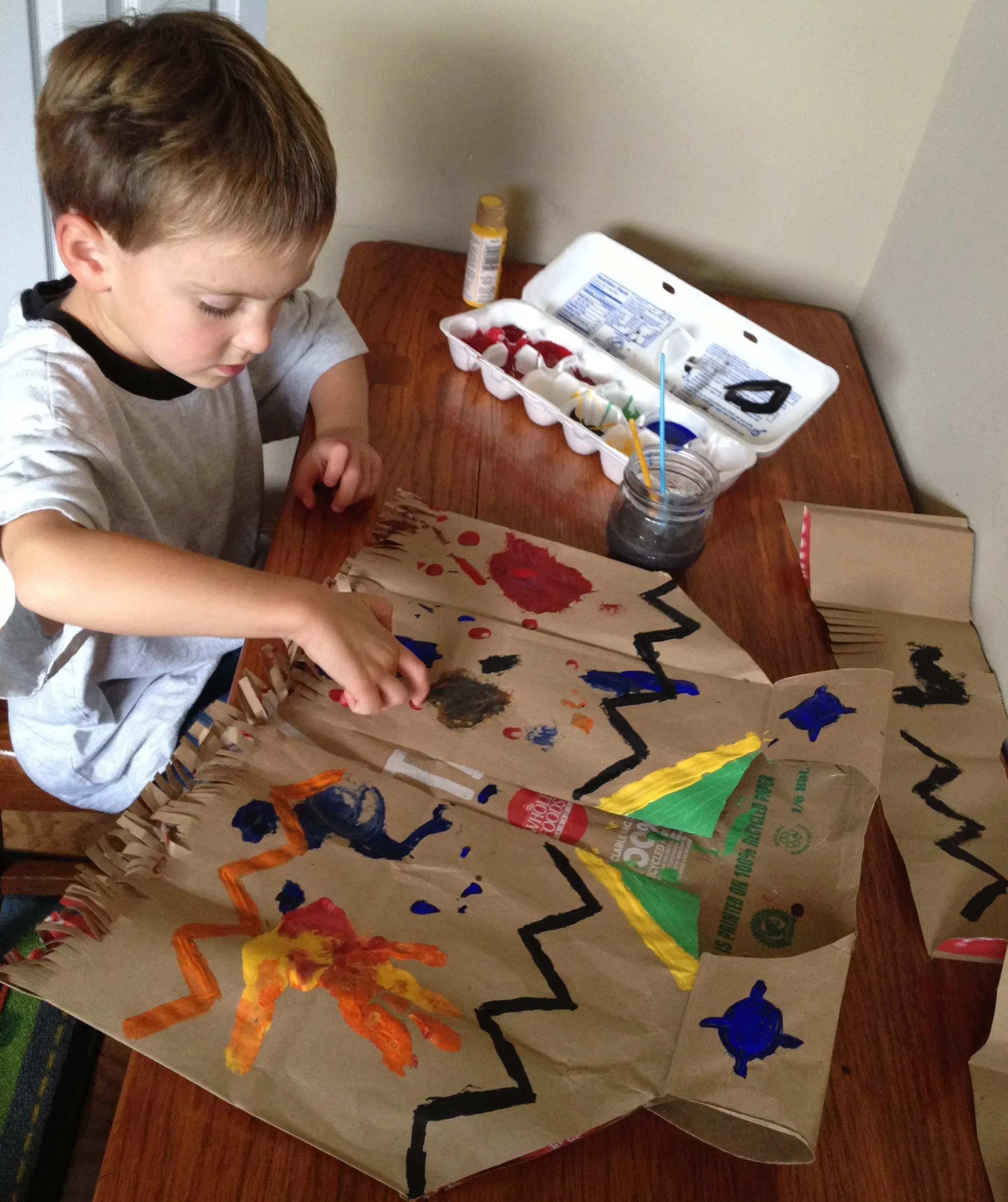 A paper bag Native American vest for Thanksgiving