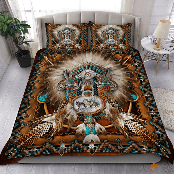 Bed Covers with Brown Wolf DreamCatcher Native American-inspired Design