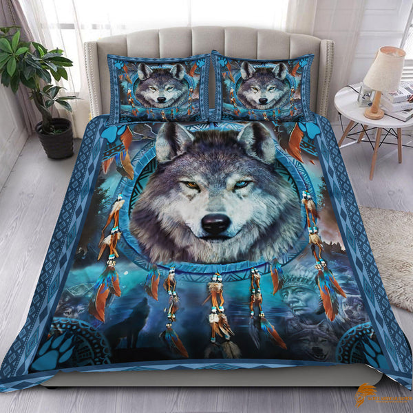 Blue Wolf Native American-Inspired Bedding Set