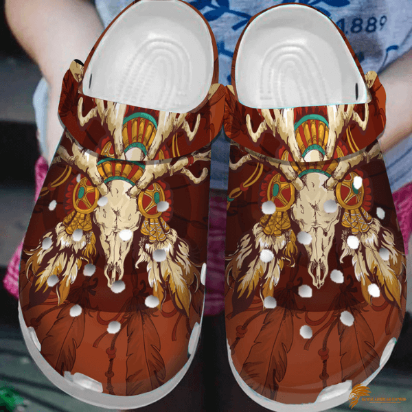 Brown Buffalo-Head Crocs Shoes