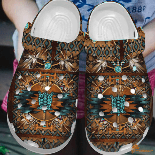 Brown Native American Style Crocs Shoes