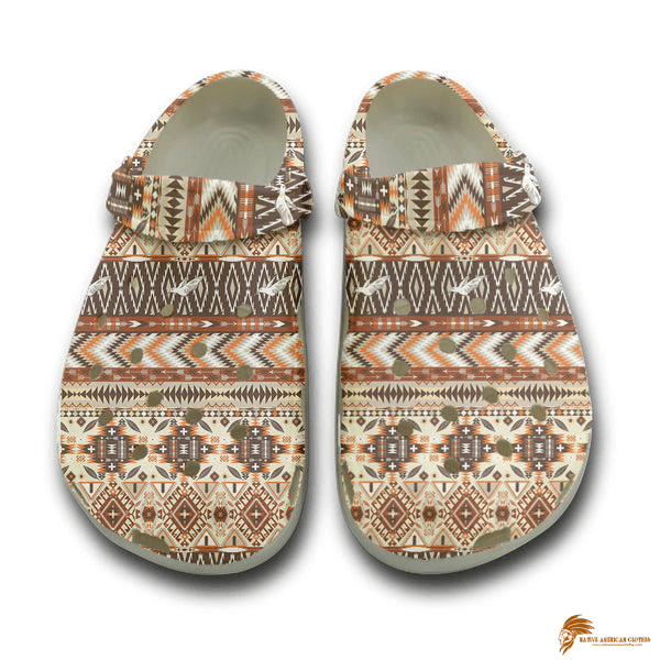 Crocs Shoes 3d Printed With Native American Brown Motifs