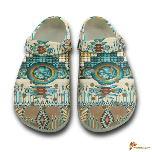 Crocs Shoes With Native American Jade Green Circle Print