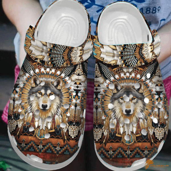 Dream Catcher Brown Wolf Crocs Shoes