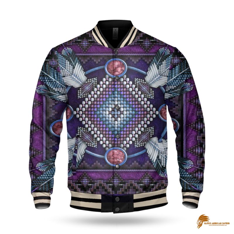 Men's Dark Purple Native American-Inspired Jacket by Naumaddic Arts