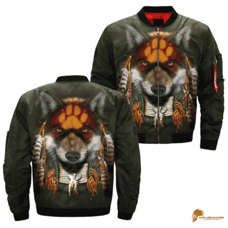 Men's Native American Wolf Coat