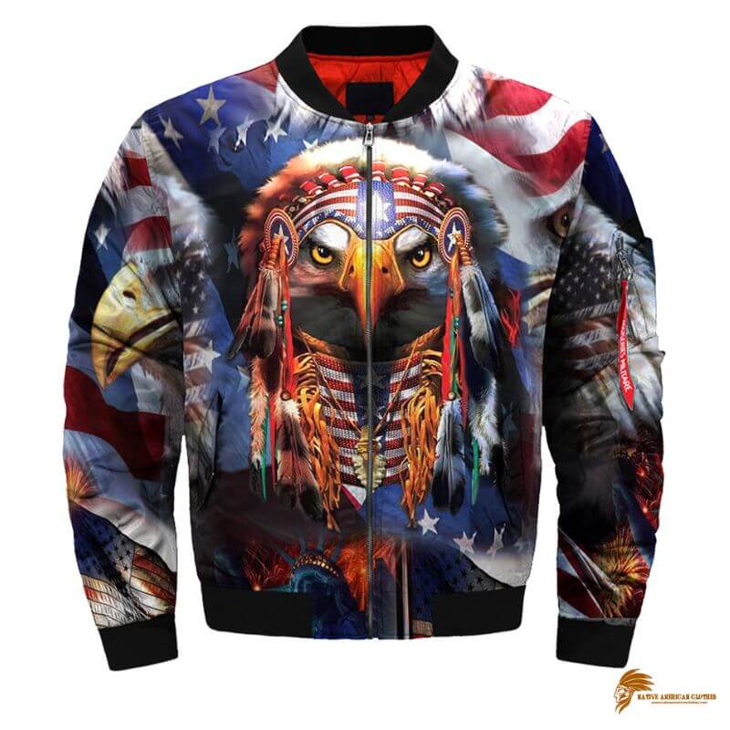 Men's Stylish Native Eagle Jacket with Native American-Inspired Design