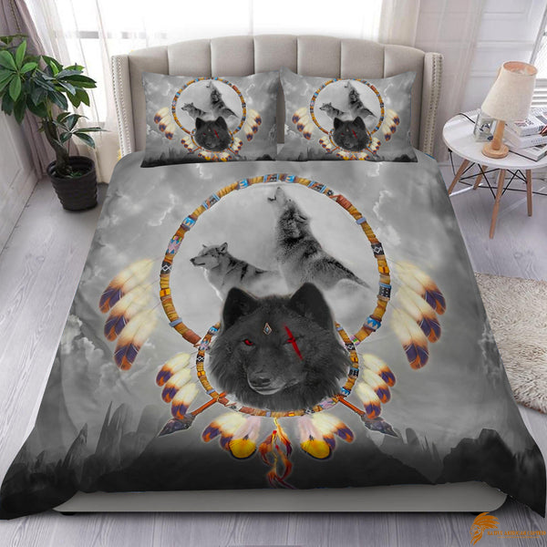 Native American Grey Wolf-themed Bedding Set