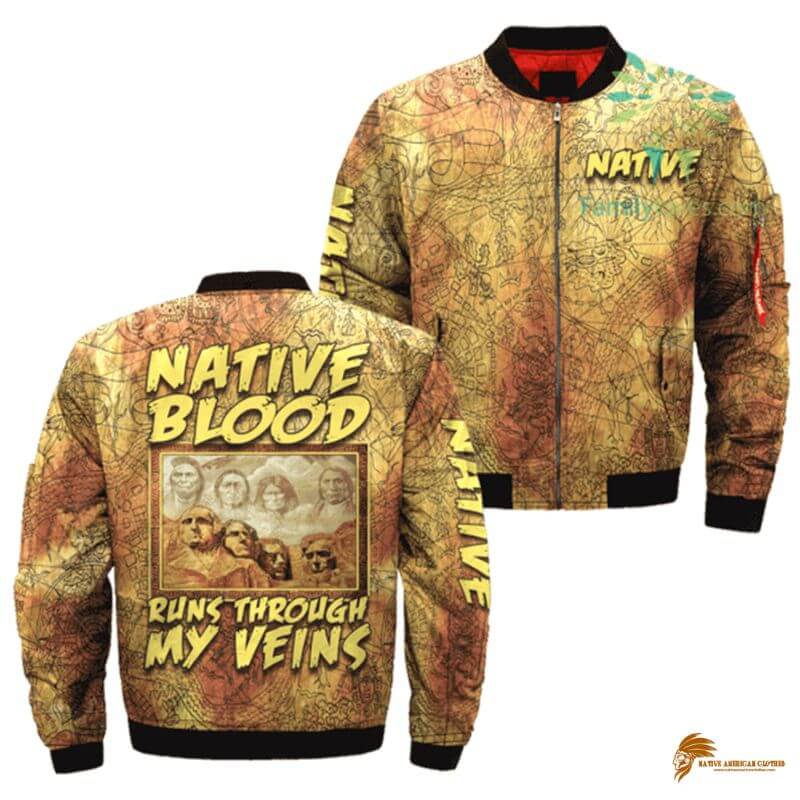 Native Blood Runs Through My Veins Bomber Jacket - A Proud Heritage Statement