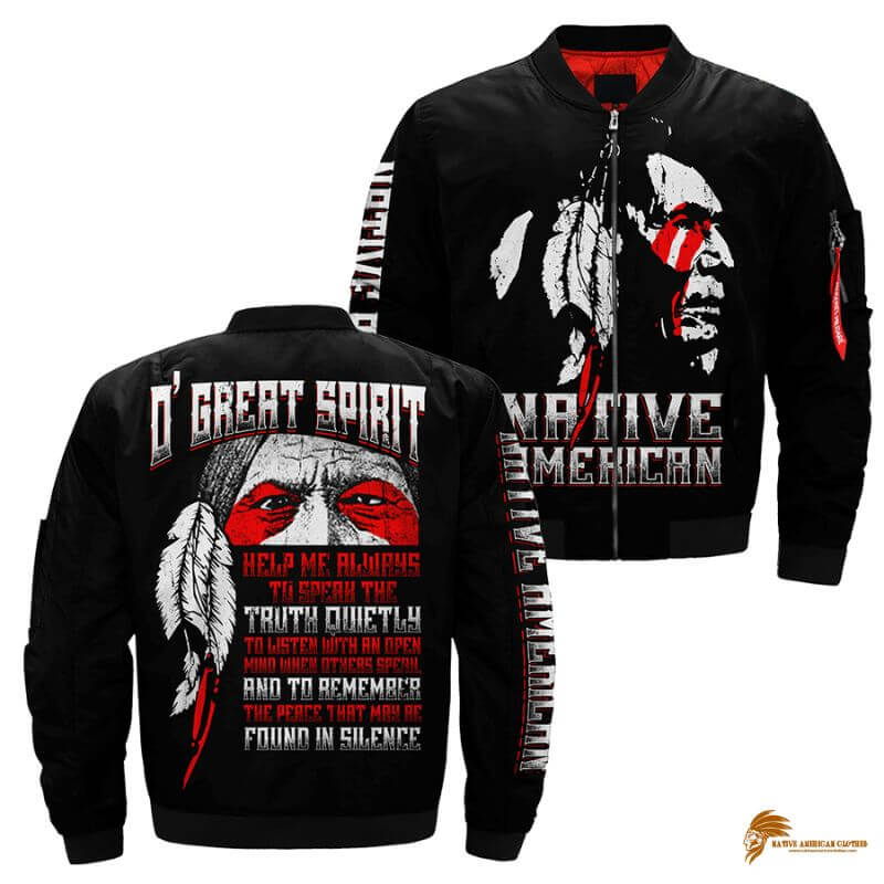 O’ Great Spirit Native Heritage Design Bomber Jacket