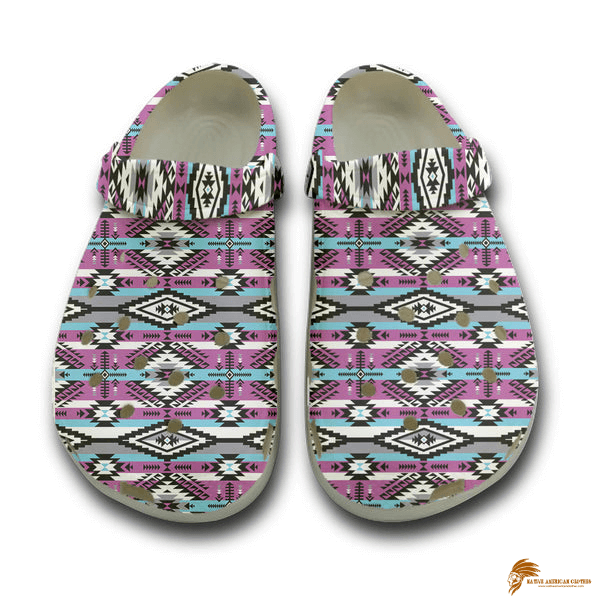 Purple Crocs Shoes With Native American Motifs