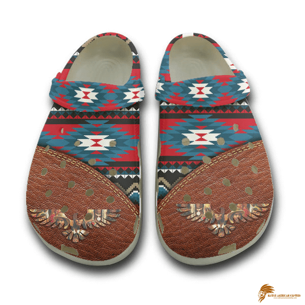 Reddish Brown Crocs With Native American Eagle Print