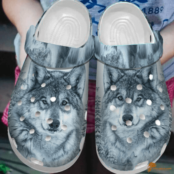 White Wolf Crocs Shoes