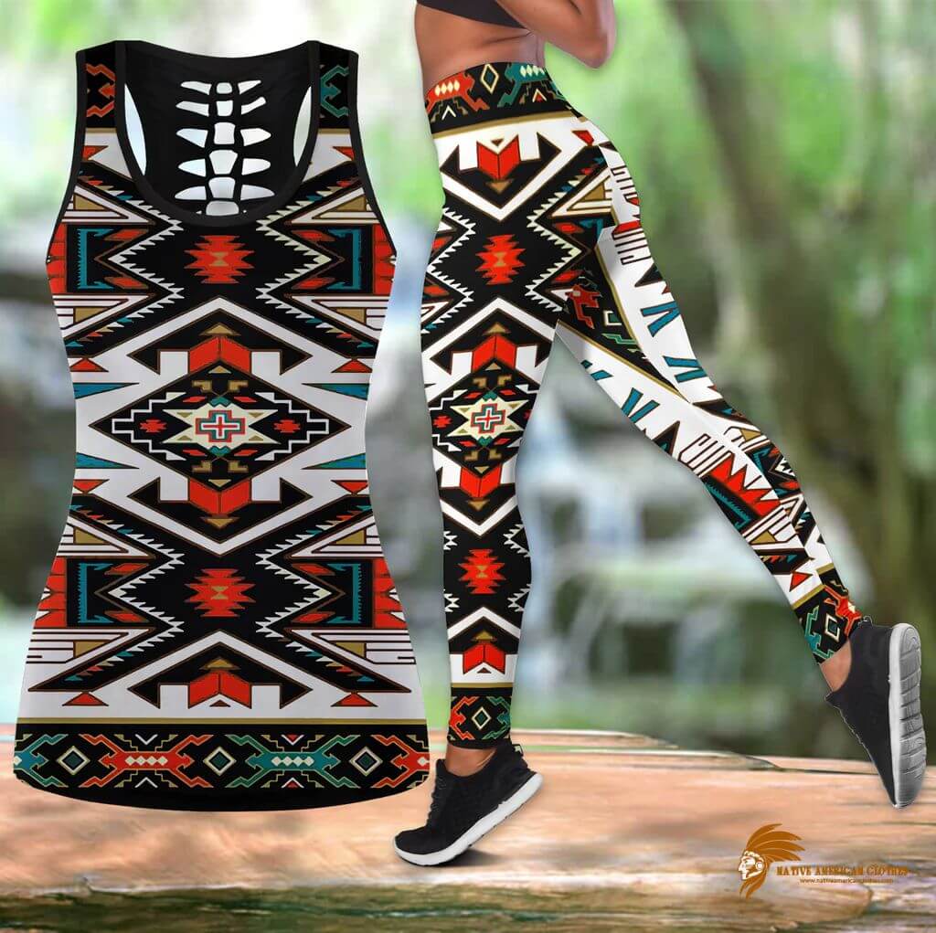 Beaded Tribal Colorful Pattern Native Tank Top and Legging Set