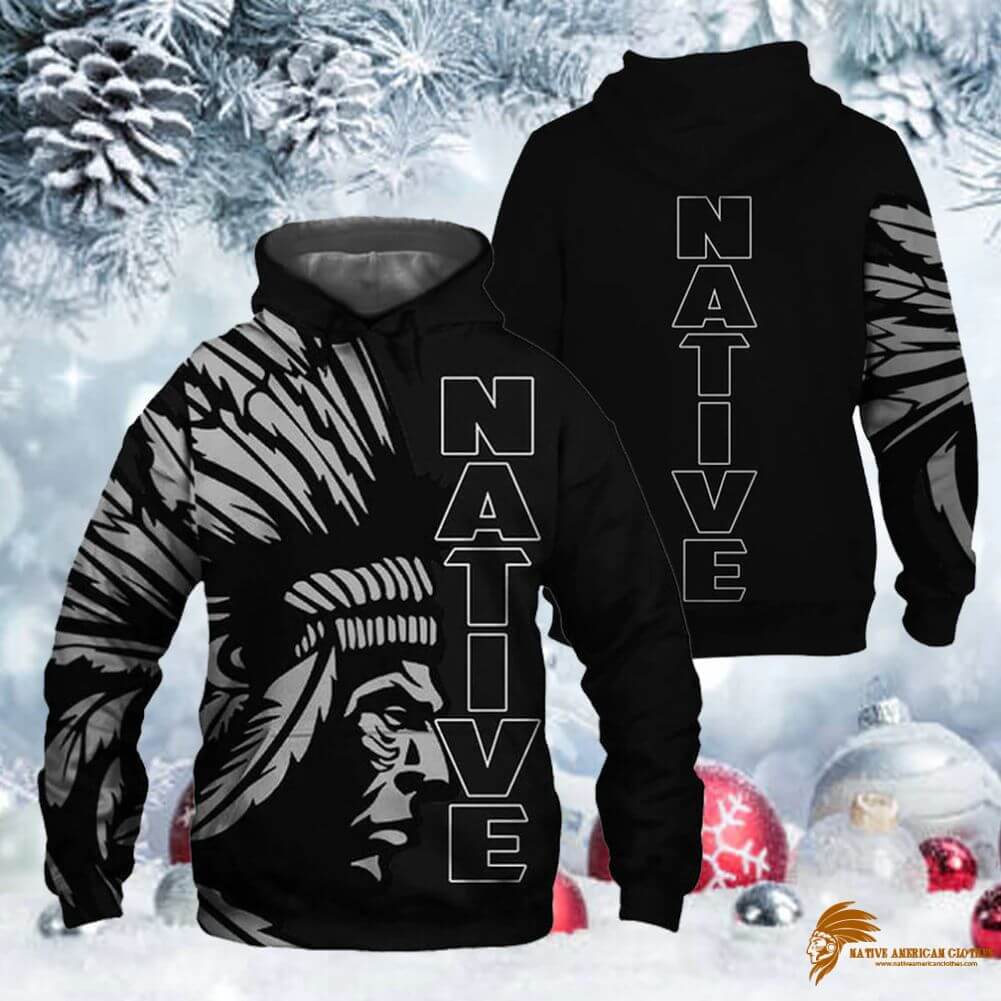 Black Native American Pride 3D Hoodie