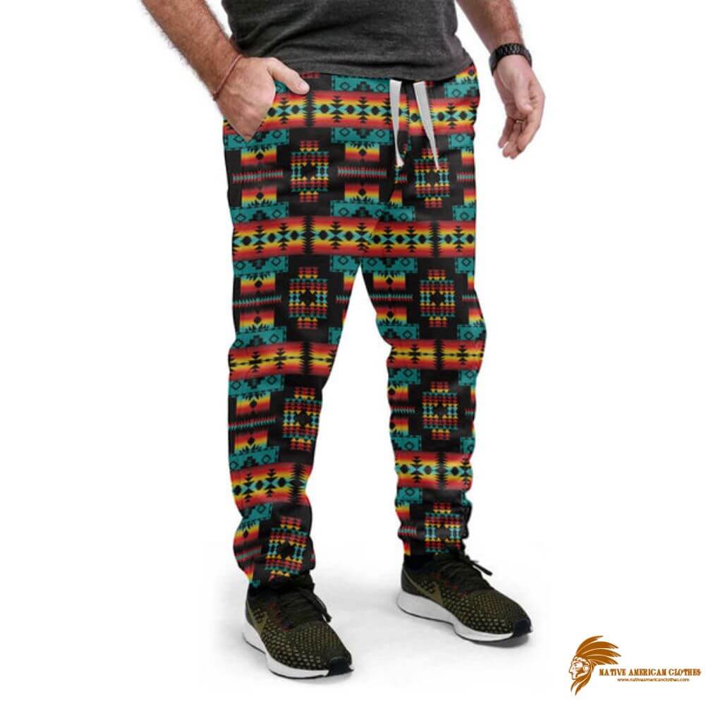 Black Navajo Pottery Patterns Sweatpants (1)