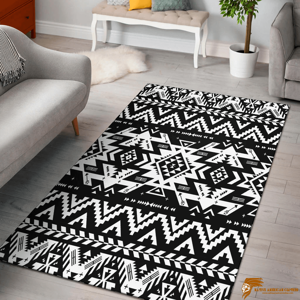 Black and White Pattern Native Area Rug