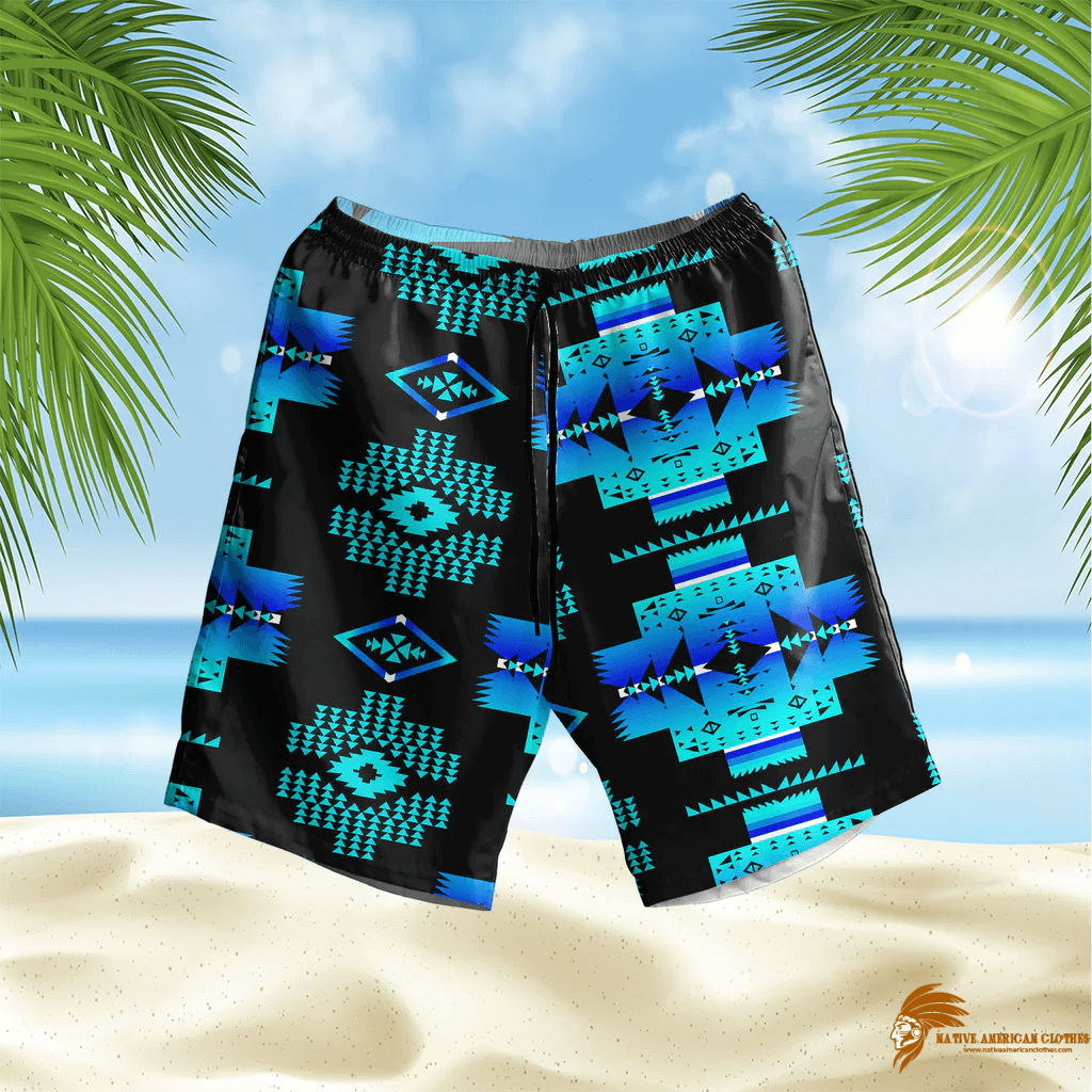 Blue Pattern Native Hawaiian Shorts