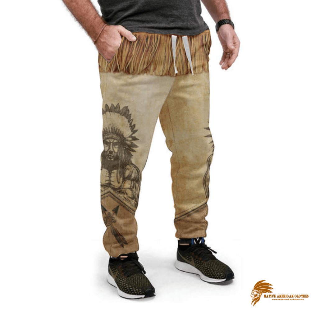 Brown Native Chief Style Sweatpants (1)