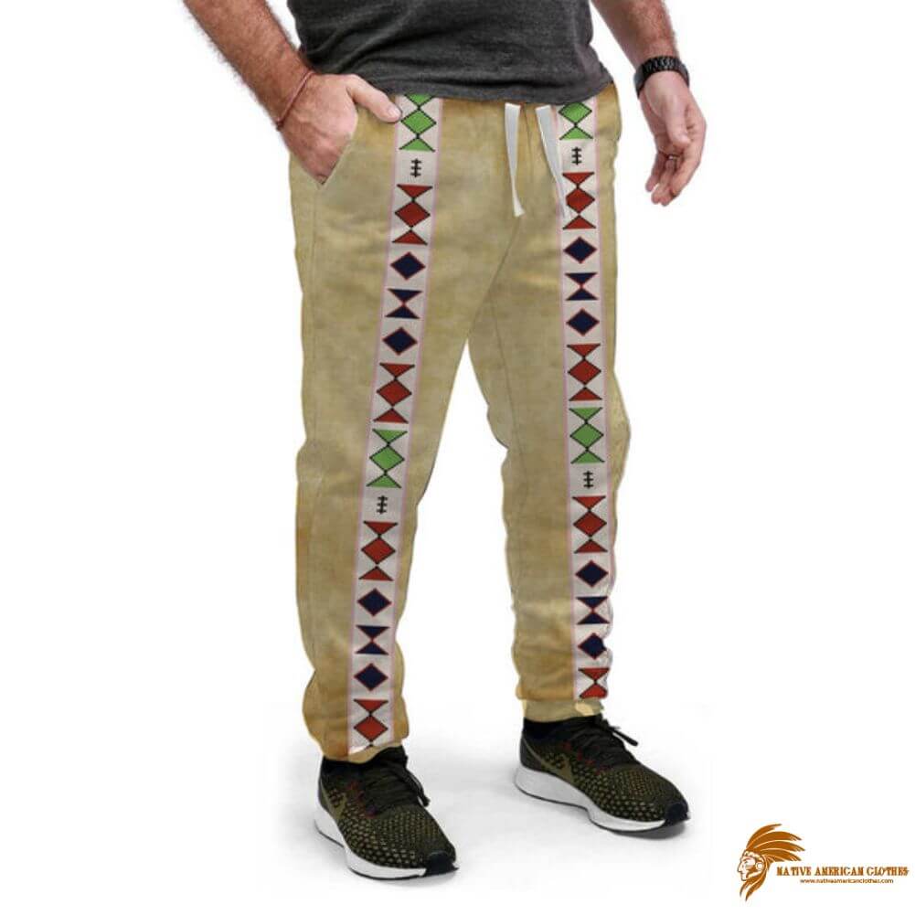 Brown Plaid Pattern Native Sweatpants (1)