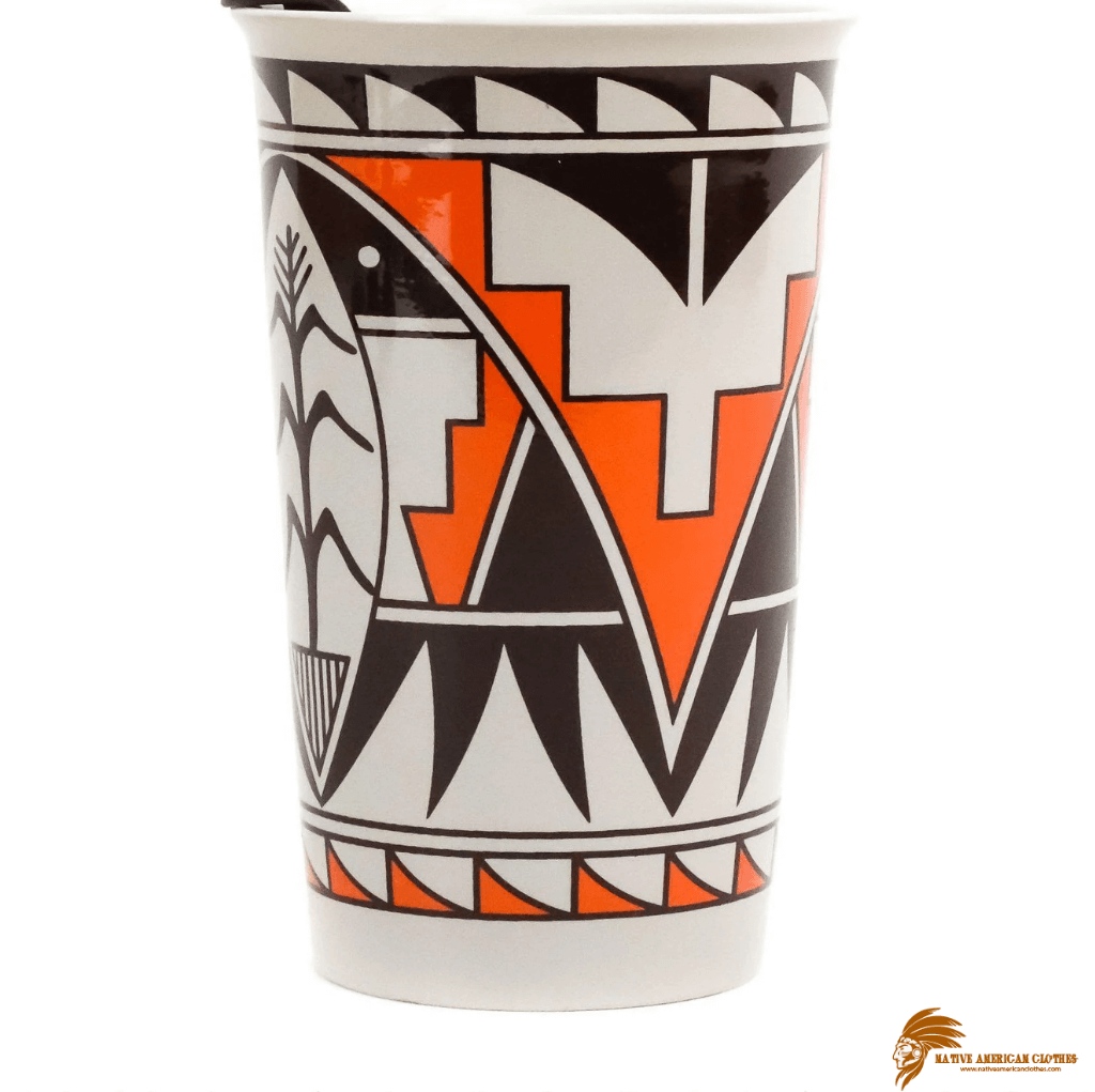 Checkered Juanita Fragua Pueblo Pottery Ceramic Travel Mug (1)