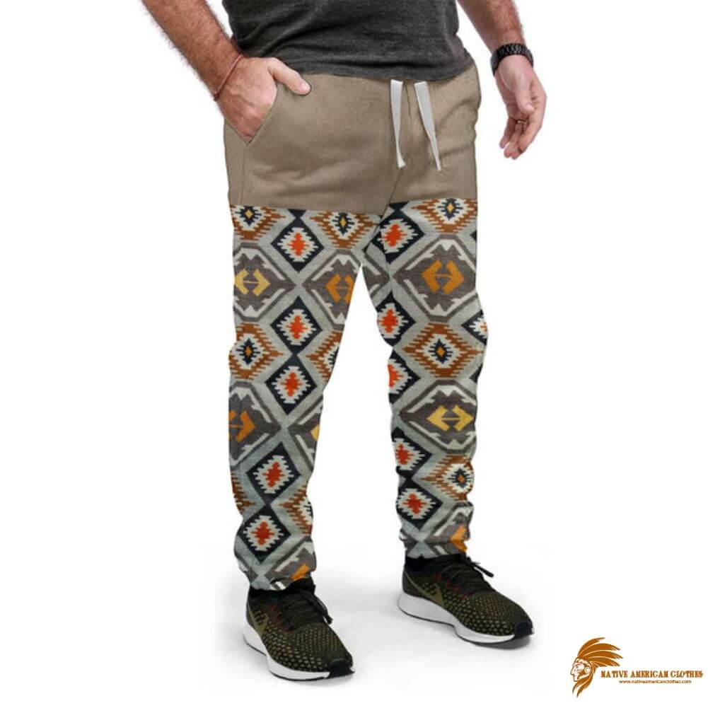 Fashionable Brown Native Pattern Sweatpants (1)