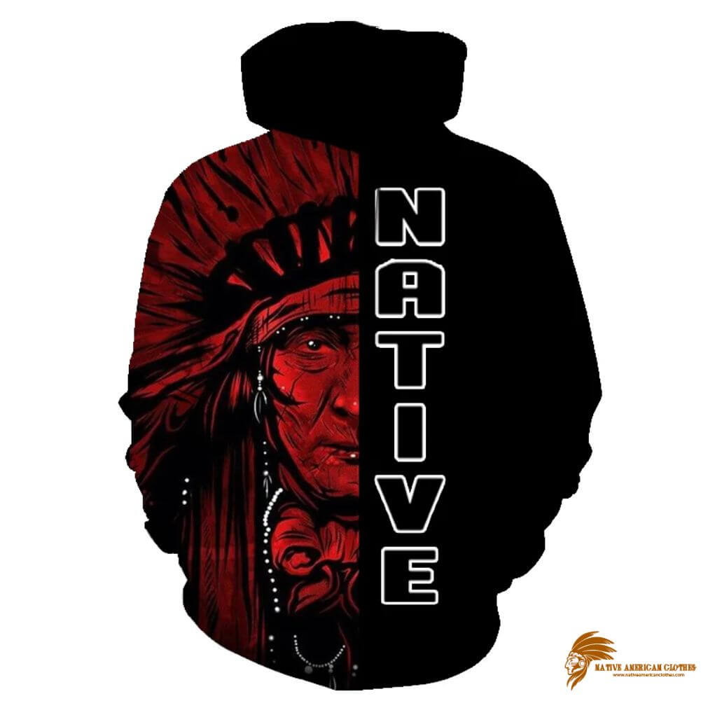 Native American Chief All Over Pattern Hoodie (1)