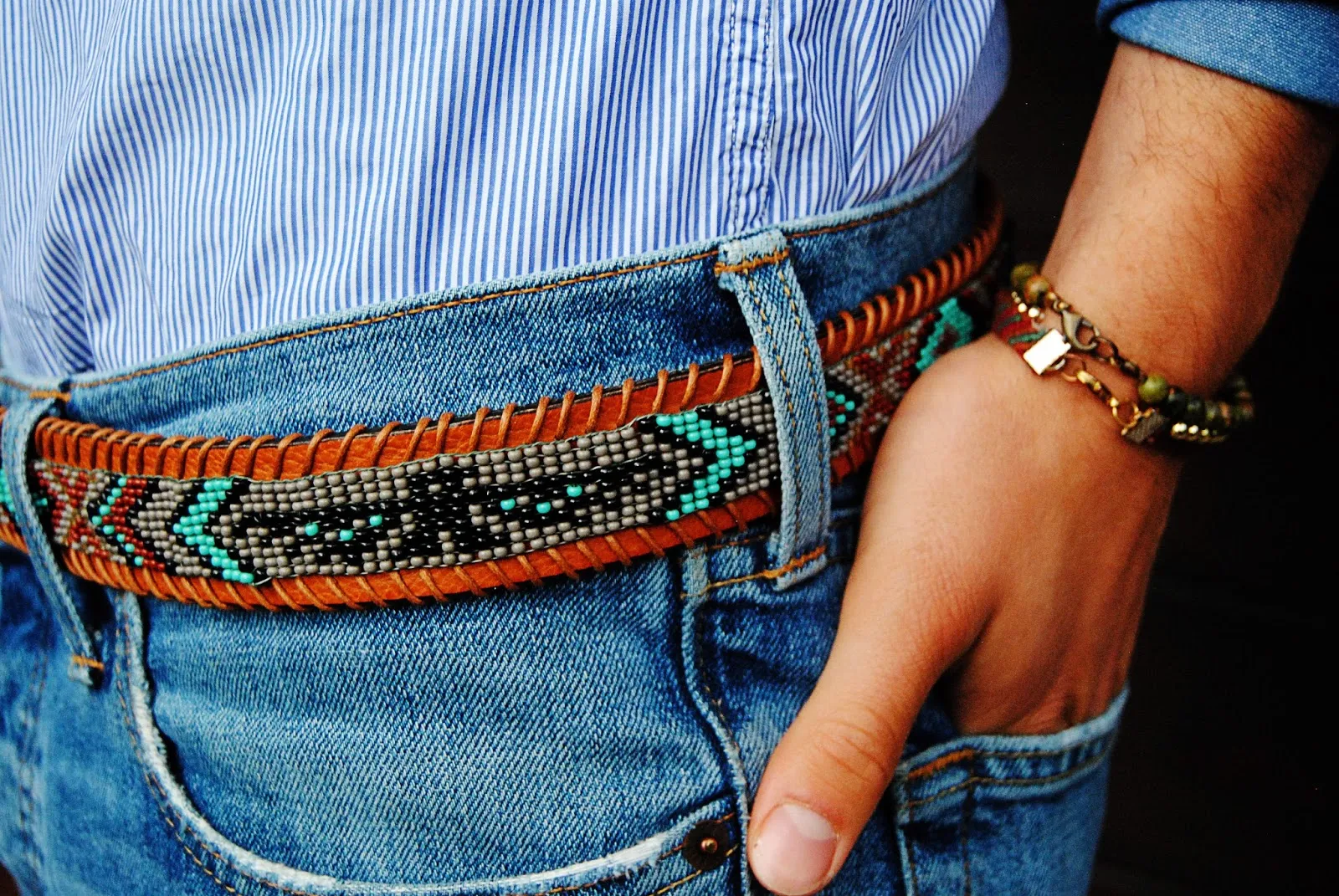 Native American Mens Beaded Belts;,.;