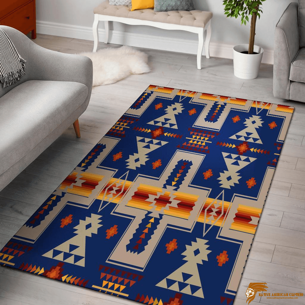 Navy Tribe Design Native American Floor Carpet