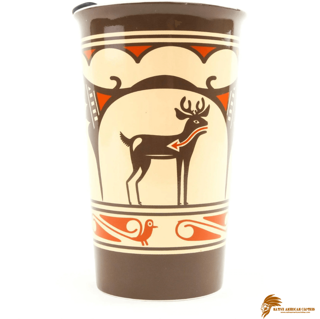 Patterned Carlos Laate Pueblo Pottery Ceramic Travel Mug (1)