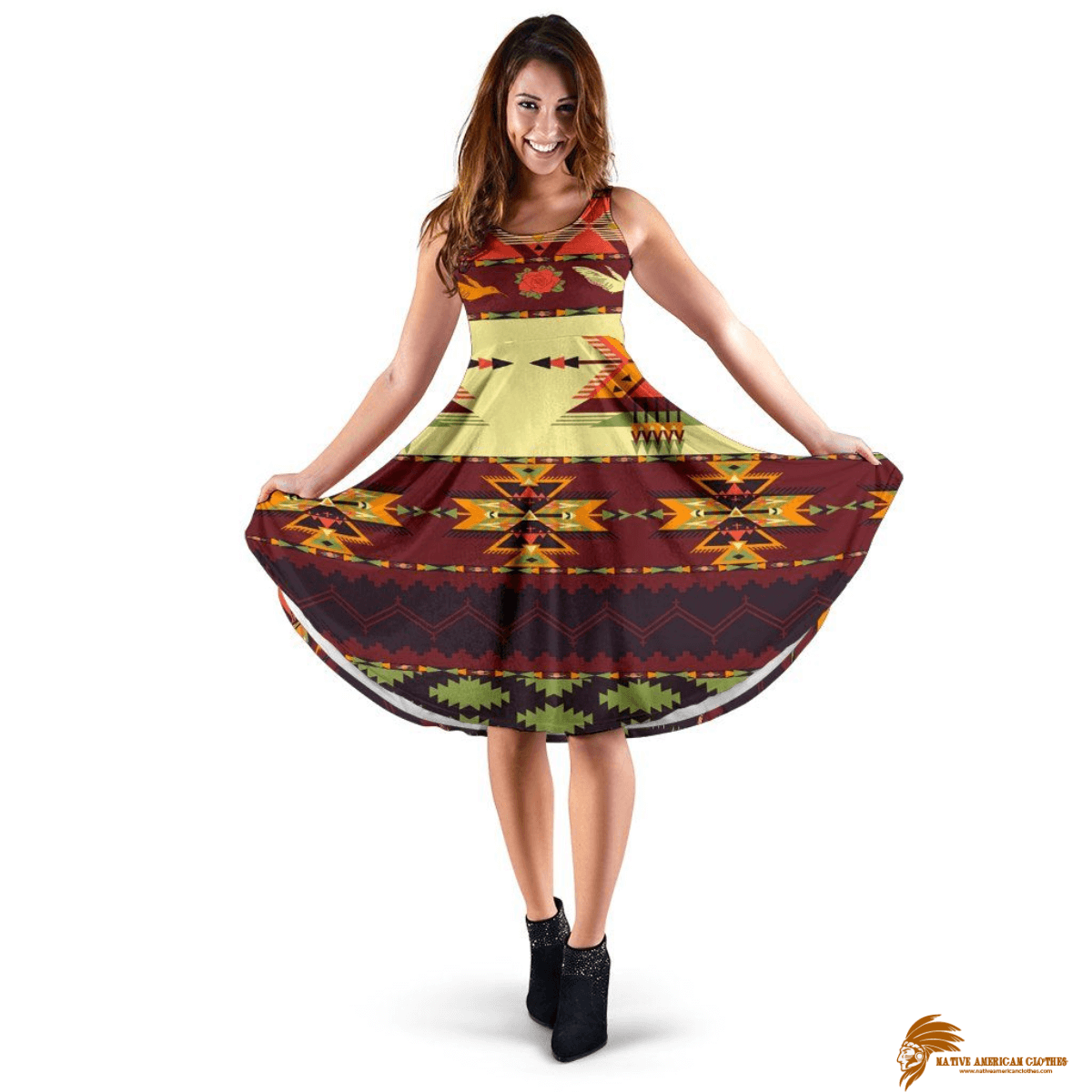 Patterned Mexican Aztec Pattern Native American 3D Dress