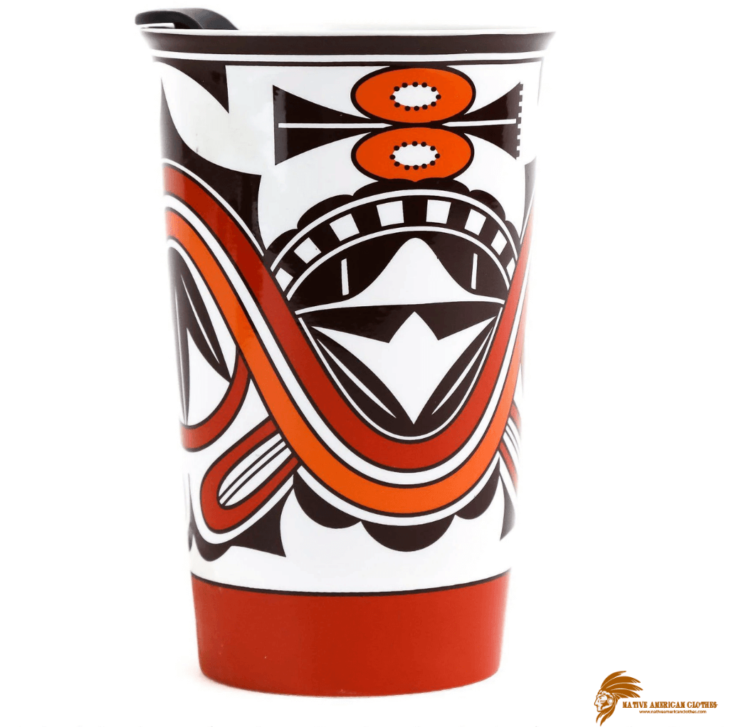 Patterned Myron Sarracino Pueblo Pottery Ceramic Travel Mug (1)