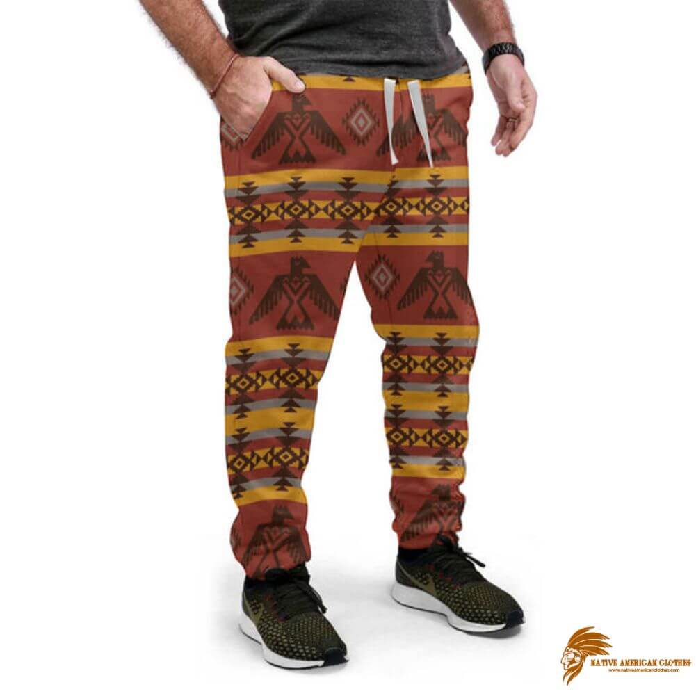 Plaid Native Yellow Patterns Sweatpants (1)