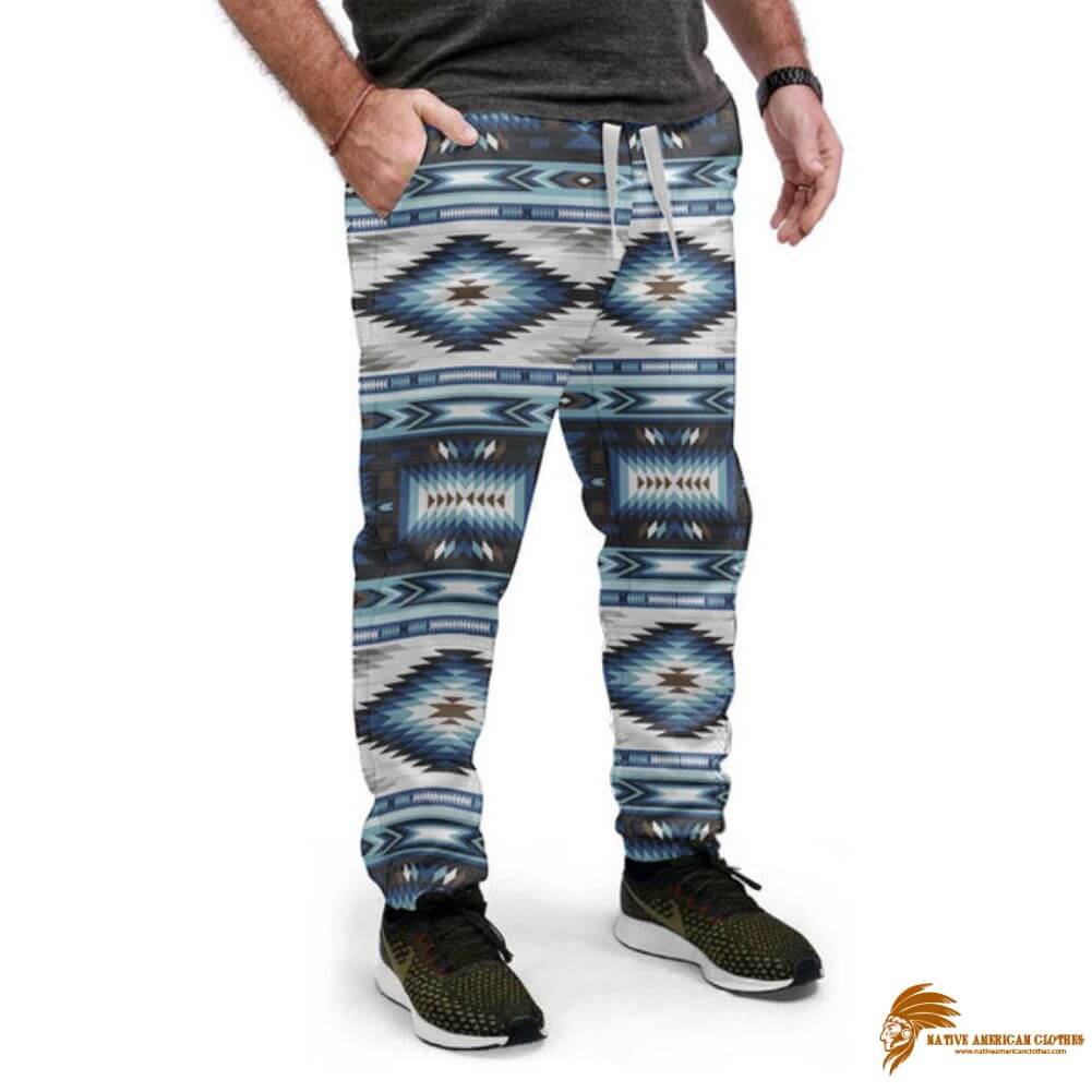 Plaid and Sporty Blue Patterns Sweatpants (1)