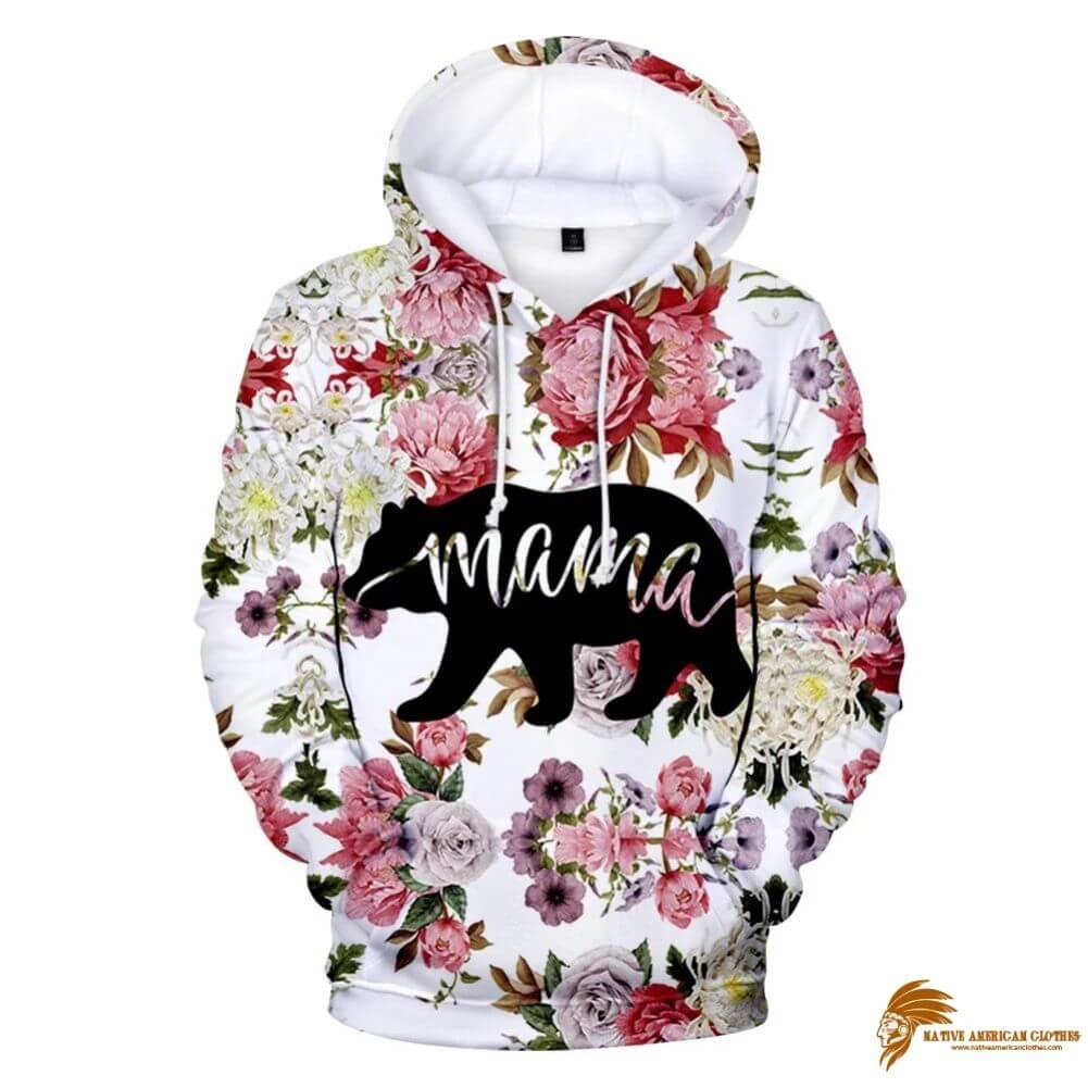 Pretty Mama Bear Flower Rose Mother's Day Gift All Over Hoodie (1)