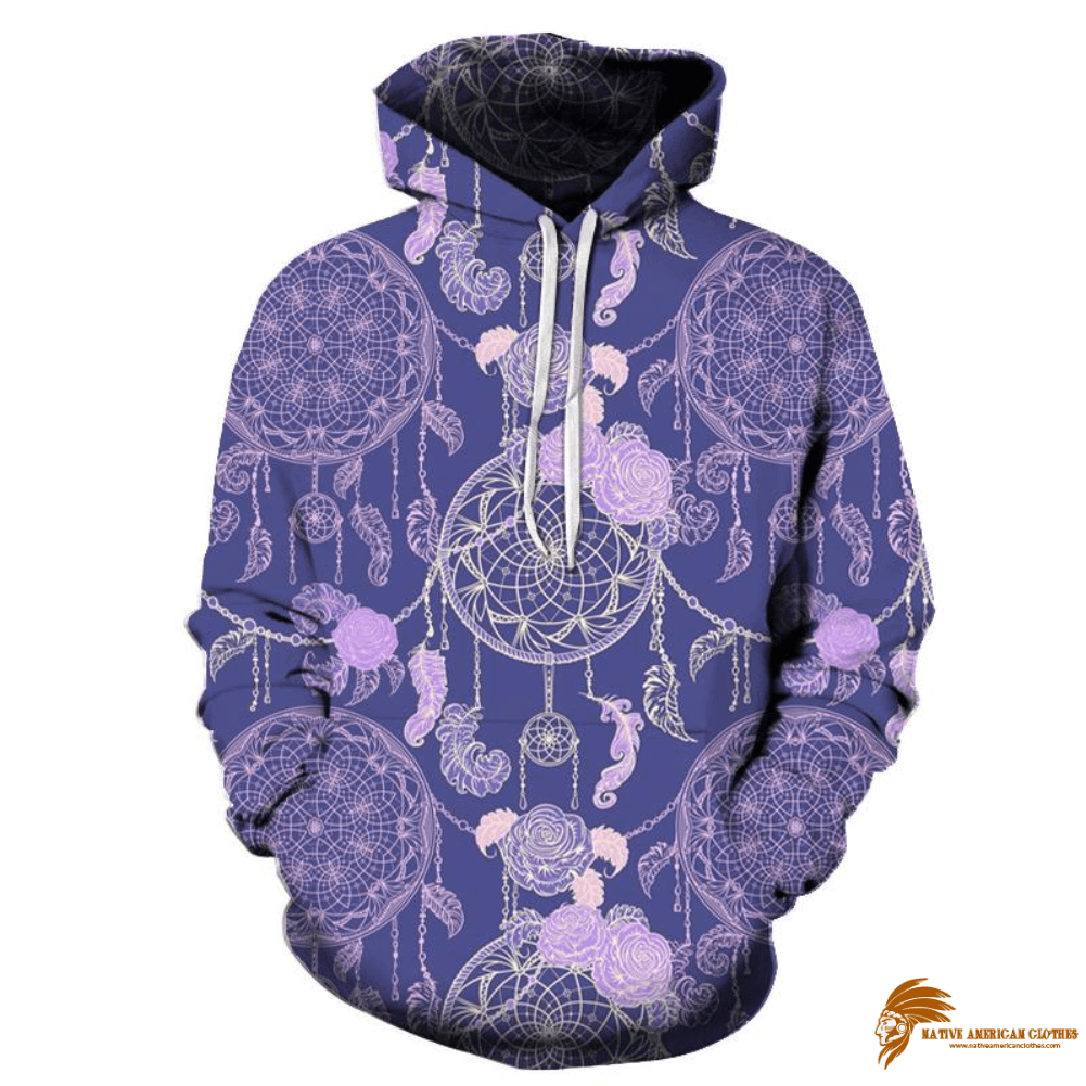 Purple Rose Dreamcatcher Native American All Over Indian Hoodie (1)