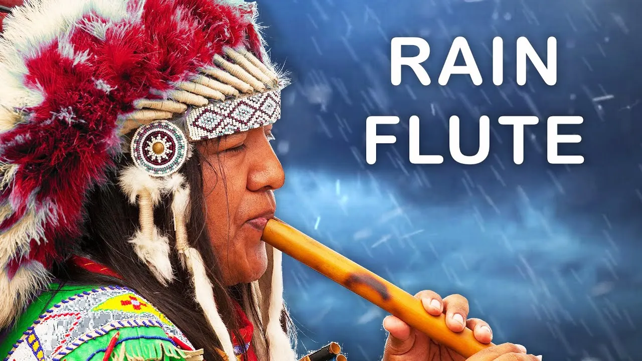 Relaxing with Native American flute and rain