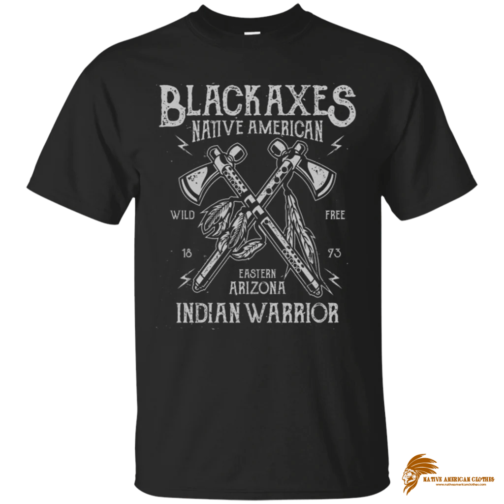 Retro Cool Men's Blackaxes Indian Warrior Native American T shirt (1)