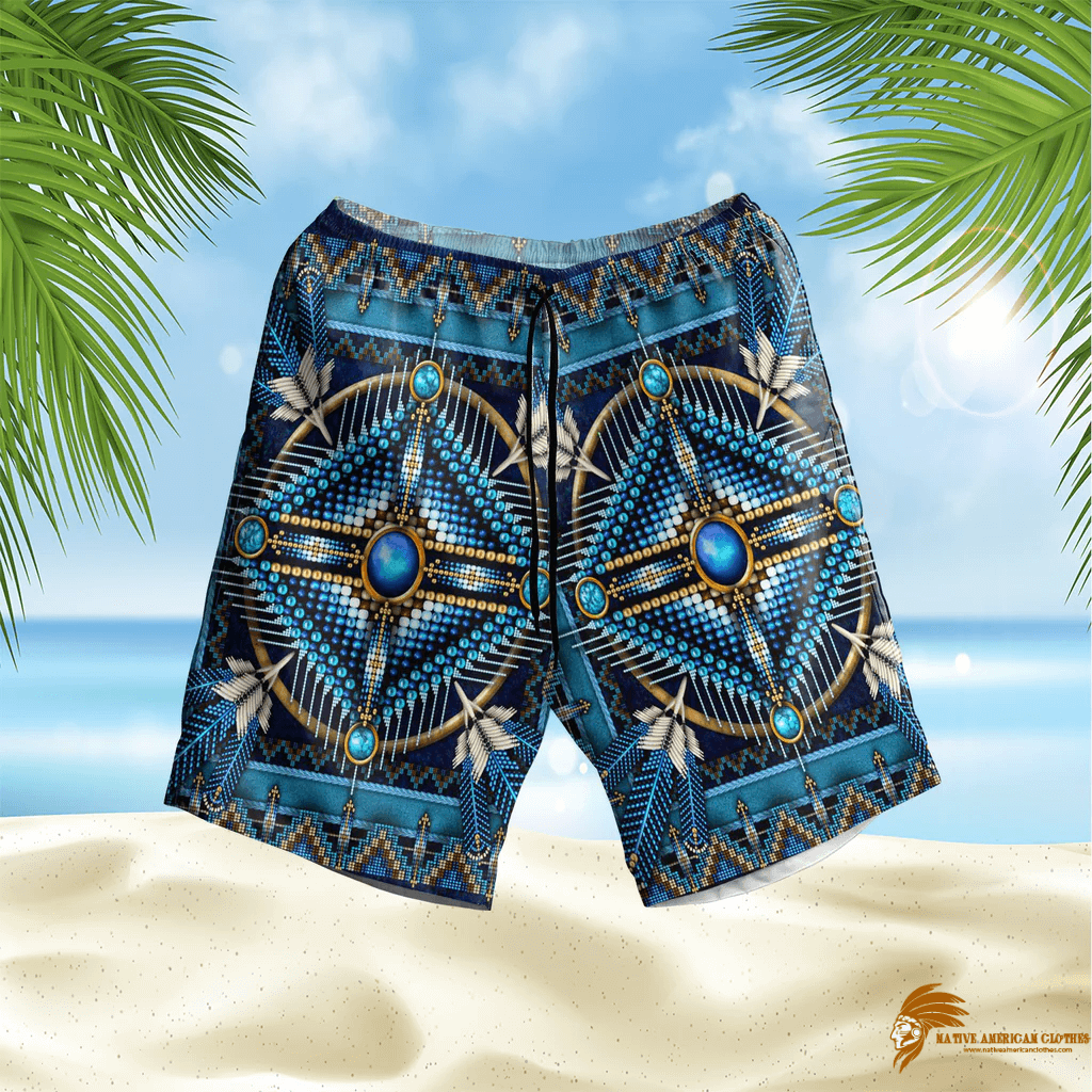 SHONAT023 Naumaddic Arts Blue Hawaiian Shorts