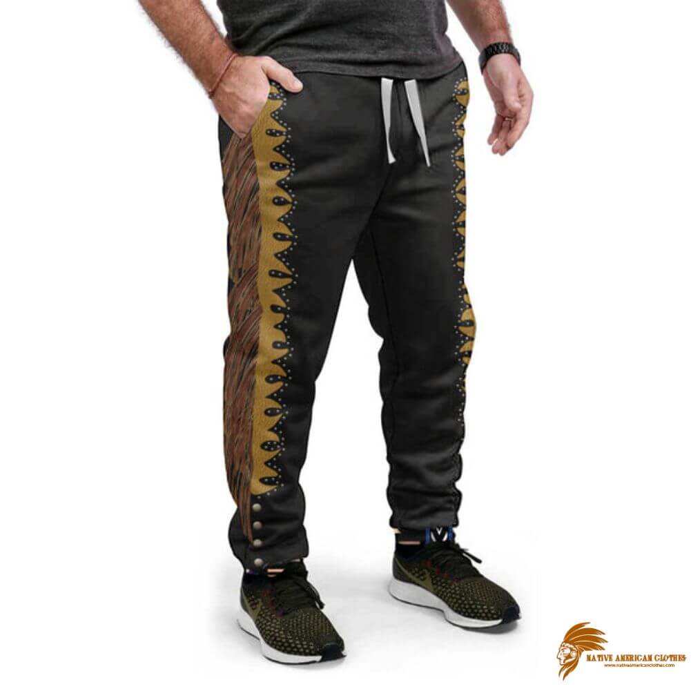 Solid Black Pattern Native Sweatpants (1)