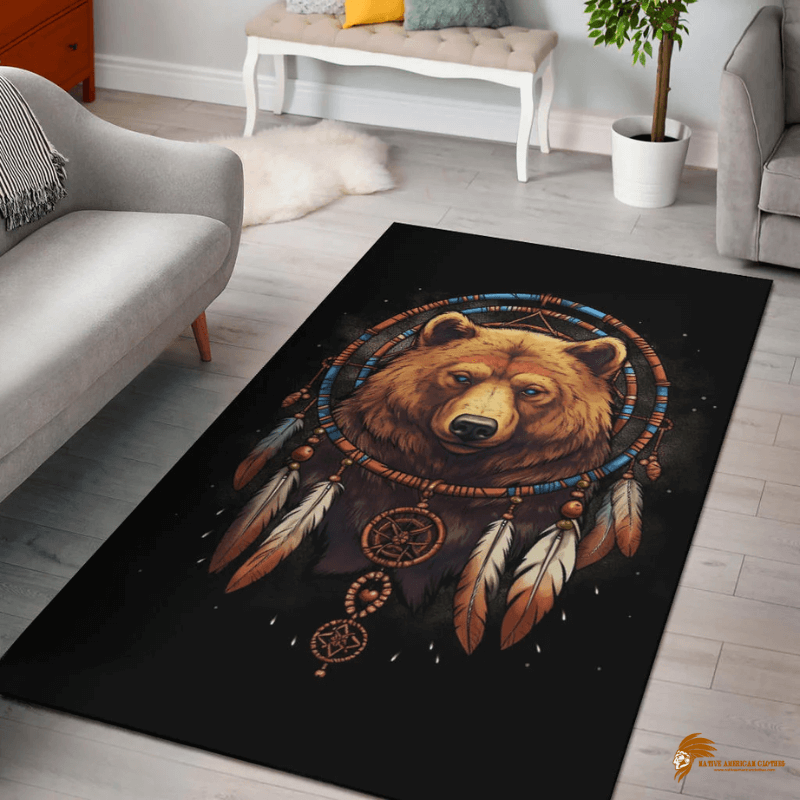 Symbolic Wolf Print Pattern Native Woven Area Rugs