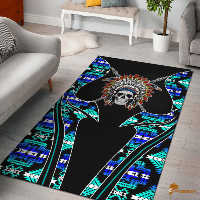 Symbols and Skullcap Pattern Native Area Rug