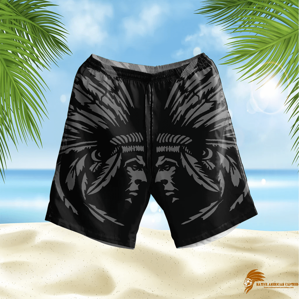 Traditional Men's Black Pattern Native Hawaiian Shorts