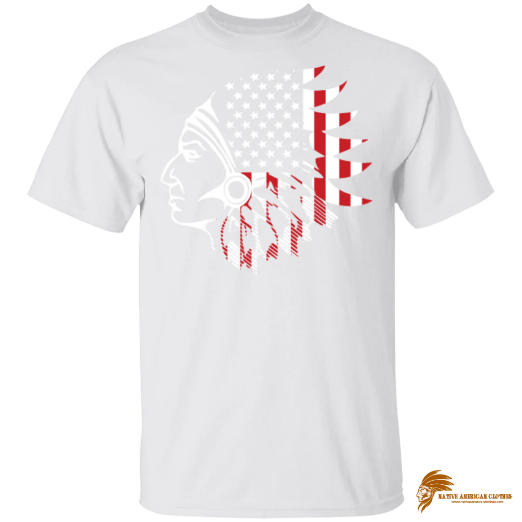 Traditional Men's Flag Native American T Shirt G500 Gildan 5.3 oz (1)