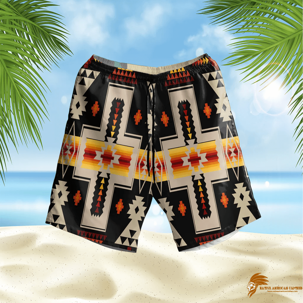 Tribal Patterns Black Design Hawaiian Shorts