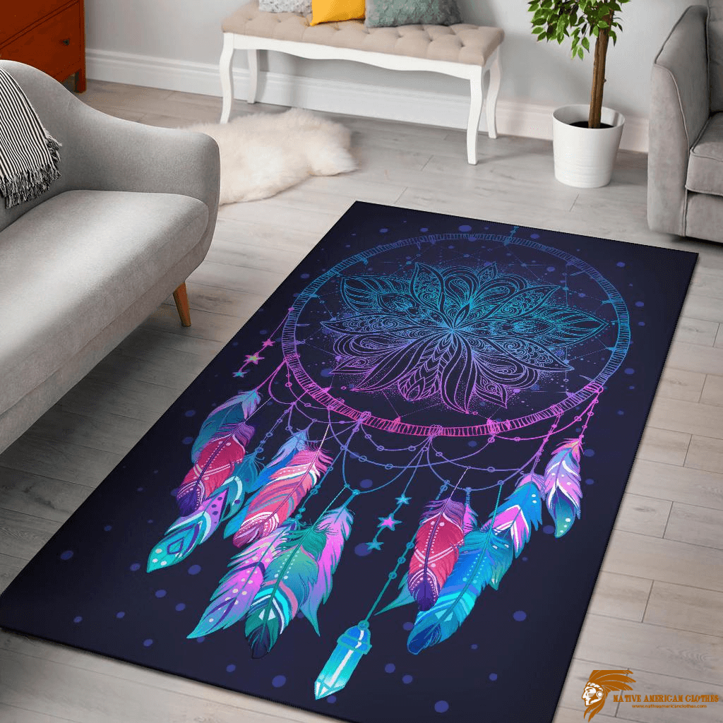 Vintage Antique Galaxy Dreamcatcher Native Design Area Rug