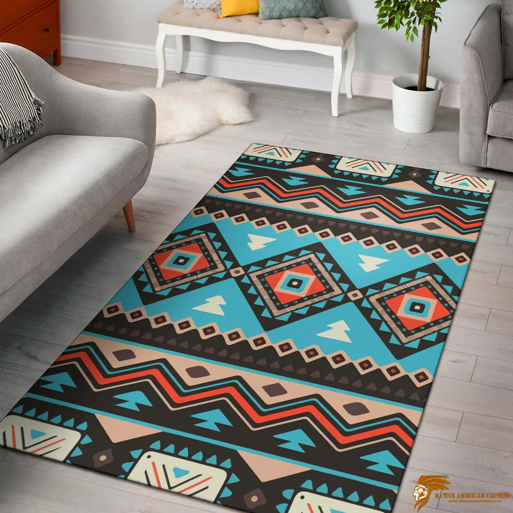 Vintage Handmade Tribal Line Shapes Ethnic Pattern Area Rug