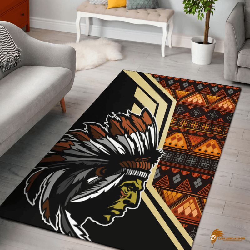 Vintage Print Brown Pattern Native Area Rug