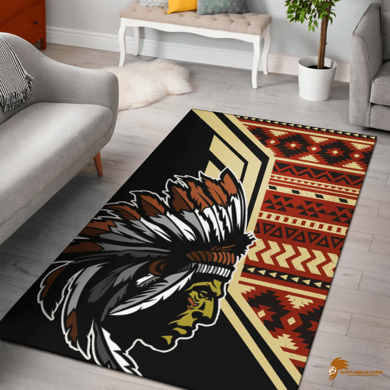 Enhance your home with this Vintage Print Style Pattern Native Area Rug available at nativeamericanclothes.com. Its unique design and timeless style make it a perfect addition to any room. Made with care and attention to detail, this rug adds warmth and character to your living space. Upgrade your decor with this exquisite piece.